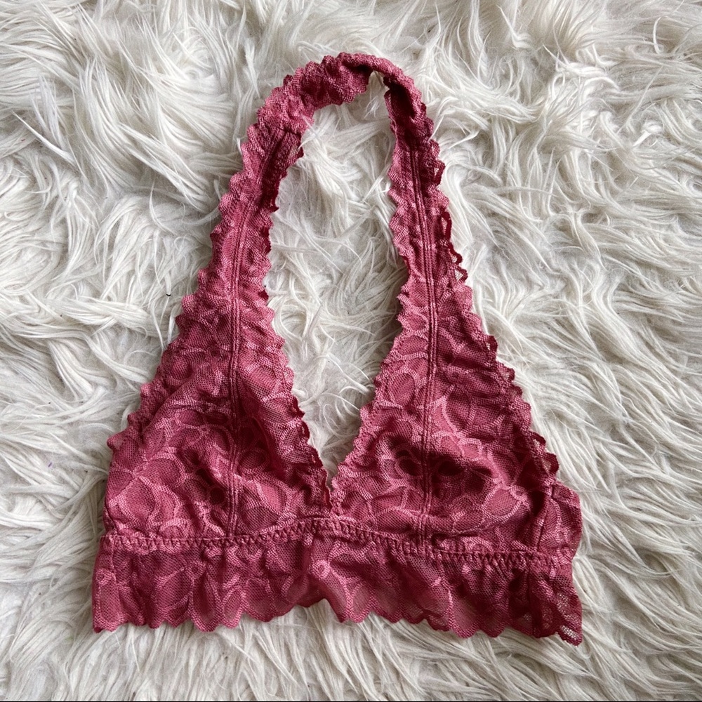 VS Pink Lace Halter Bralette XS